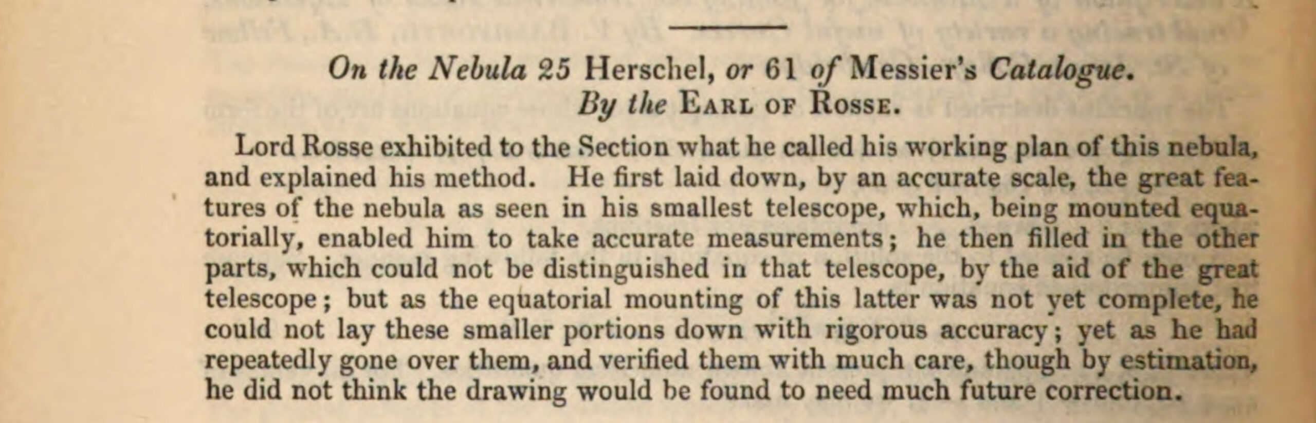 <b>6. Il rapporto di Lord Rosse relativo al suo lavoro sulla nebula M 51, presentato nel giugno del 1845.</b>